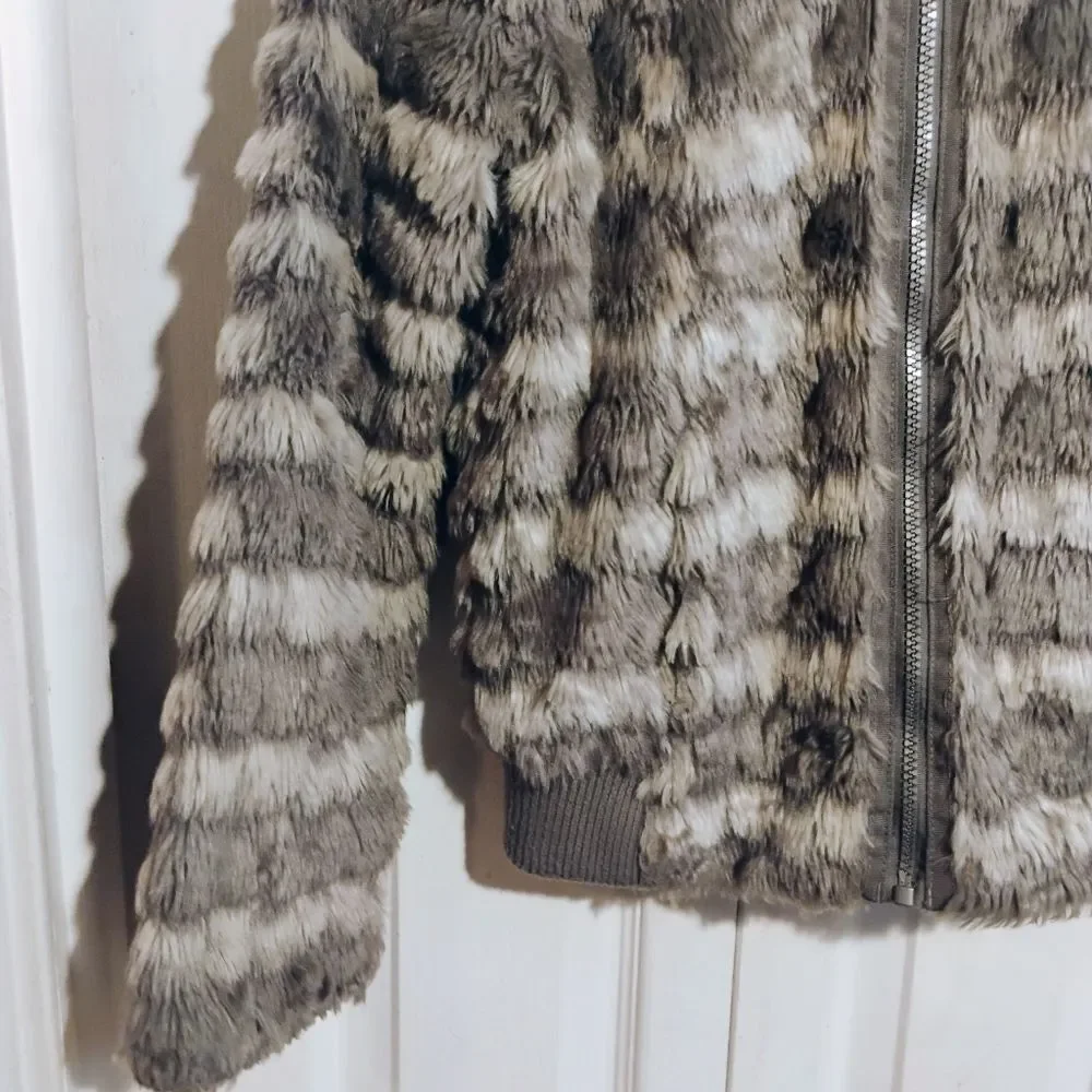 Cherokee Kids Faux Fur Jacket - Brown and Gray